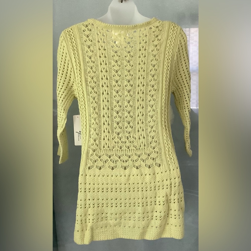 ANDREA JOVINE OPEN KNIT CROCHET SWEATER TOP - Picture 2 of 9